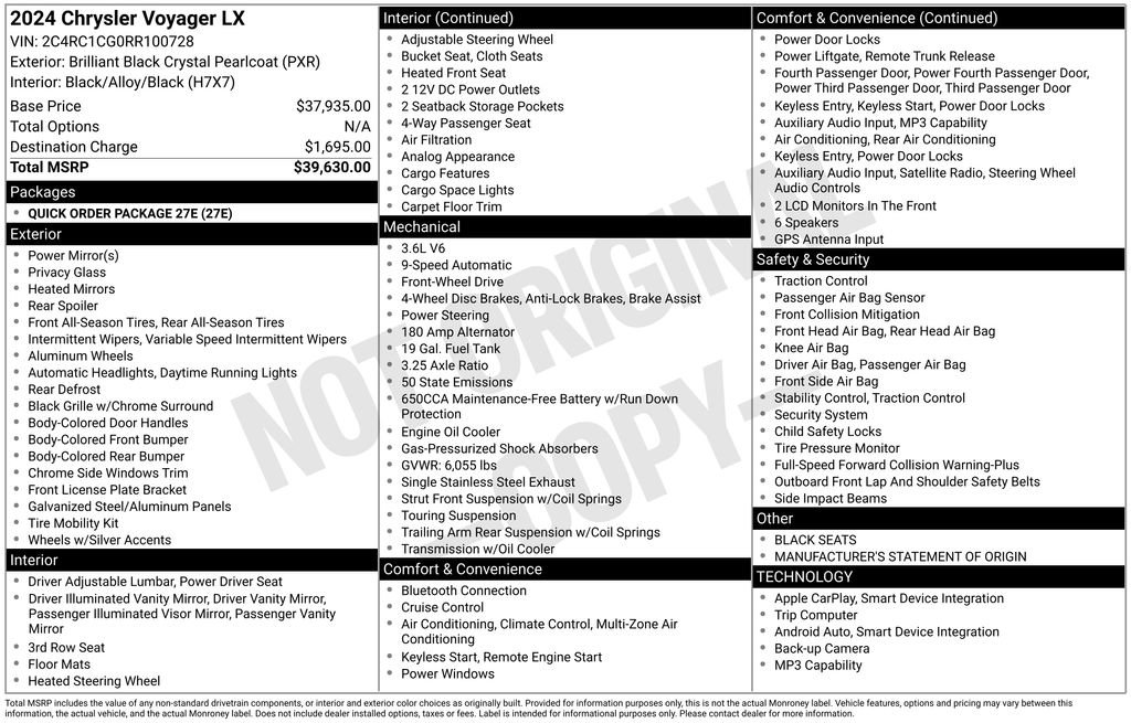Used 2024 Chrysler Voyager LX FWD image 17