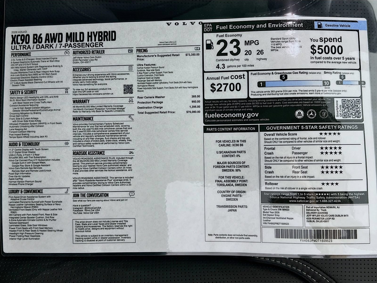 New 2026 Volvo XC90 B6 Ultra w/ Protection Package Premier AWD/4WD image 47