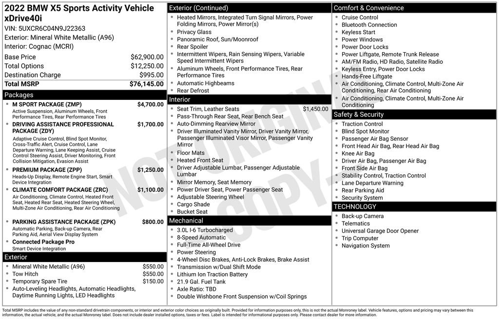 Used 2022 BMW X5 xDrive40i w/ M Sport Package image 37