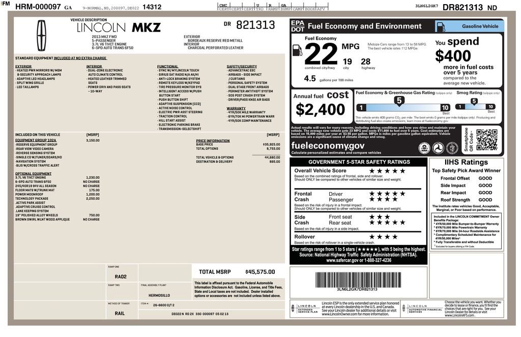 Used 2013 Lincoln MKZ FWD image 12