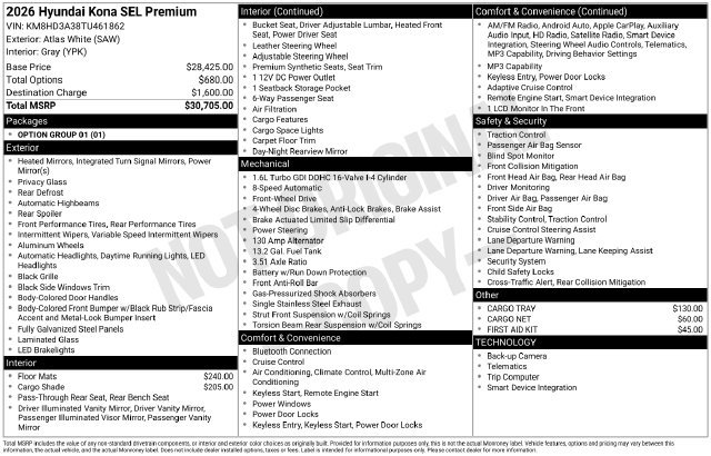 New 2026 Hyundai Kona SEL Premium FWD image 4
