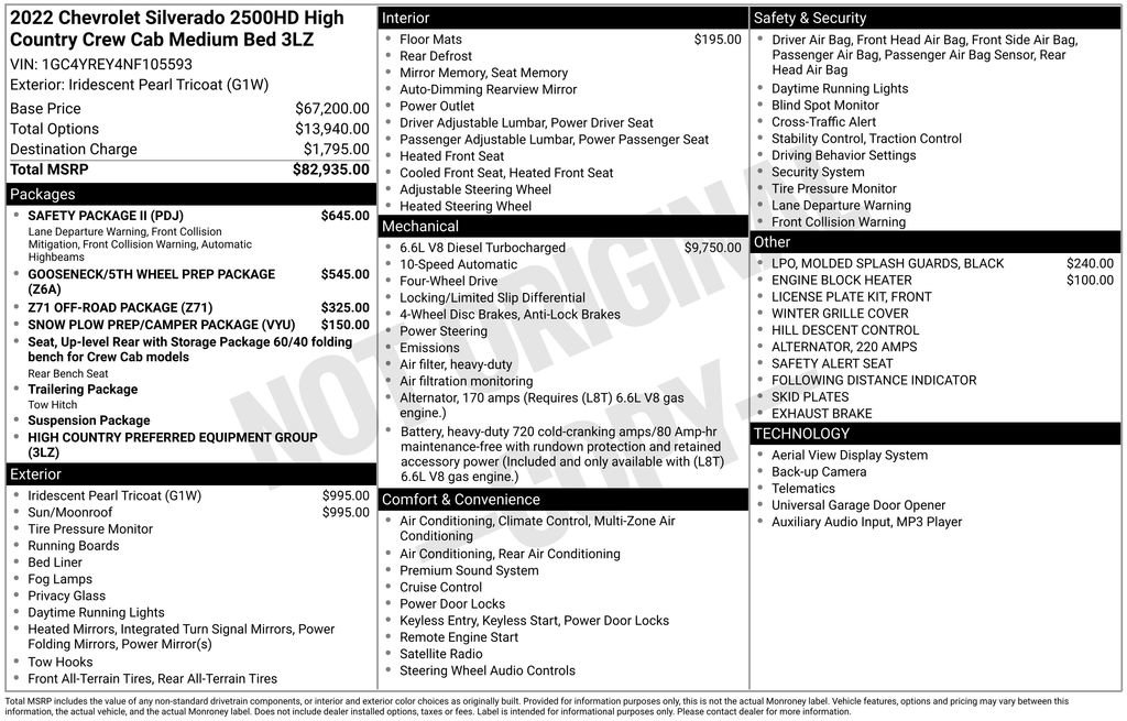 Used 2022 Chevrolet Silverado 2500 High Country w/ Safety Package II image 2