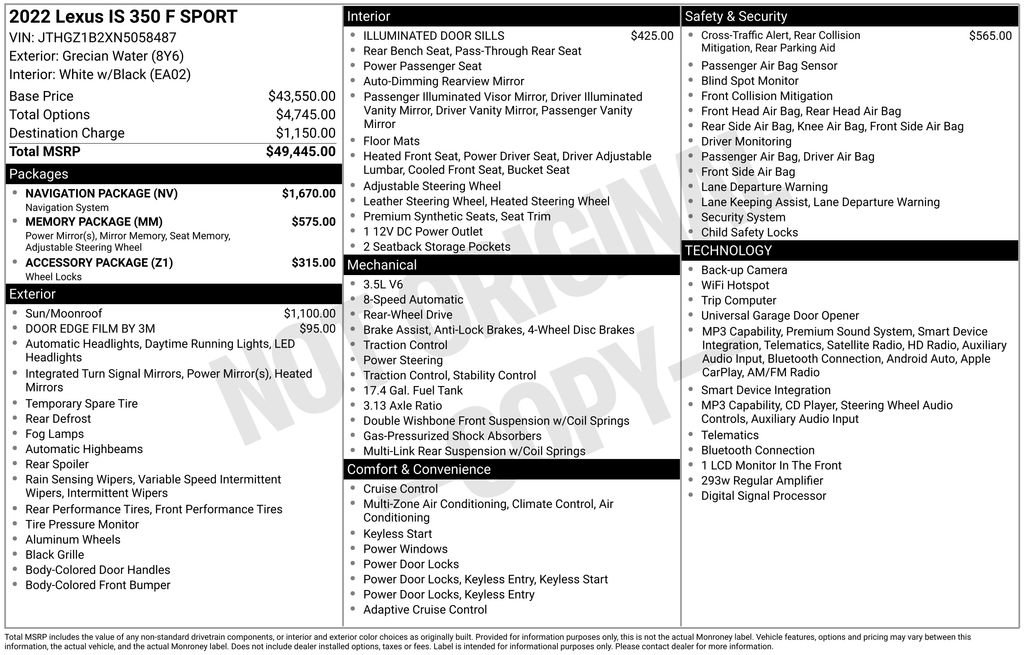 Used 2022 Lexus IS 350 F Sport w/ Navigation Package RWD image 4