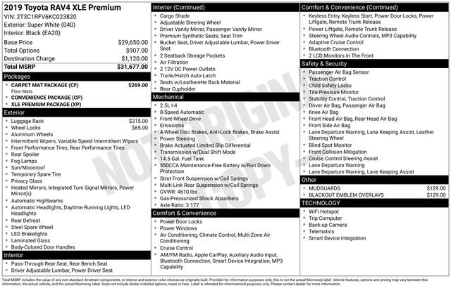 Certified 2019 Toyota RAV4 XLE Premium w/ Carpet Mat Package FWD image 35