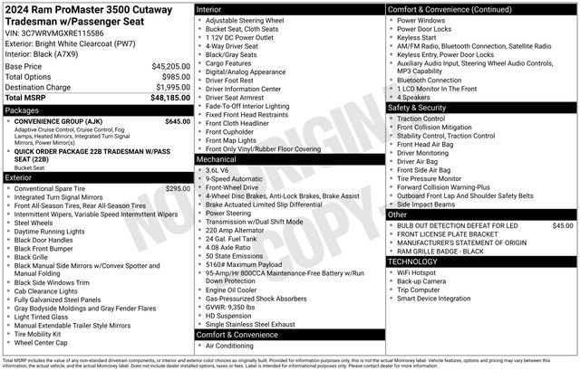 Used 2024 RAM ProMaster 3500 w/ Convenience Group FWD image 6