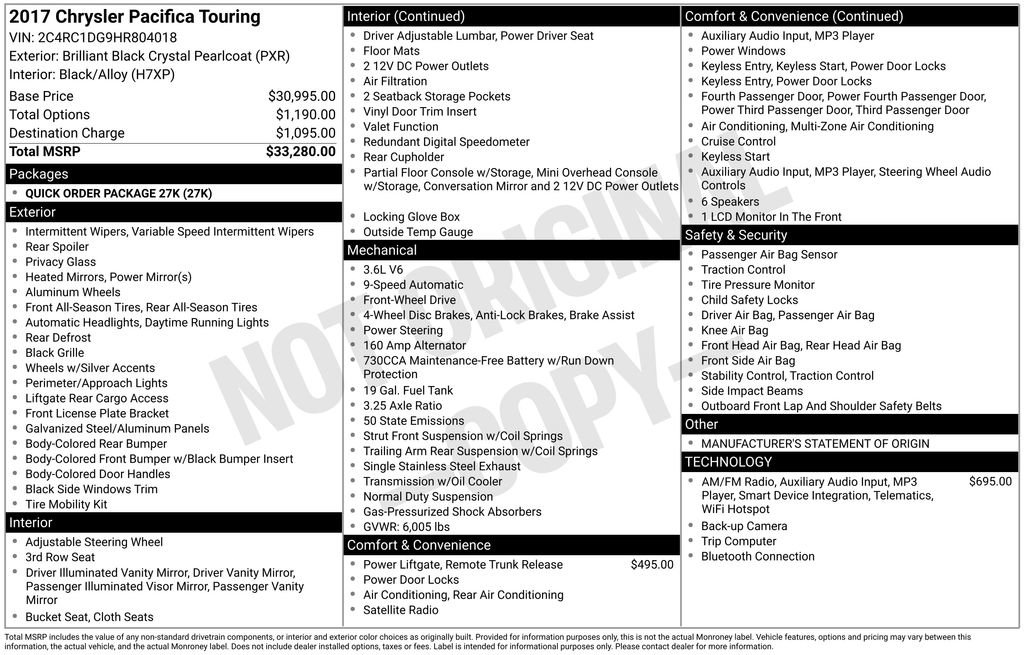 Used 2017 Chrysler Pacifica Touring image 9