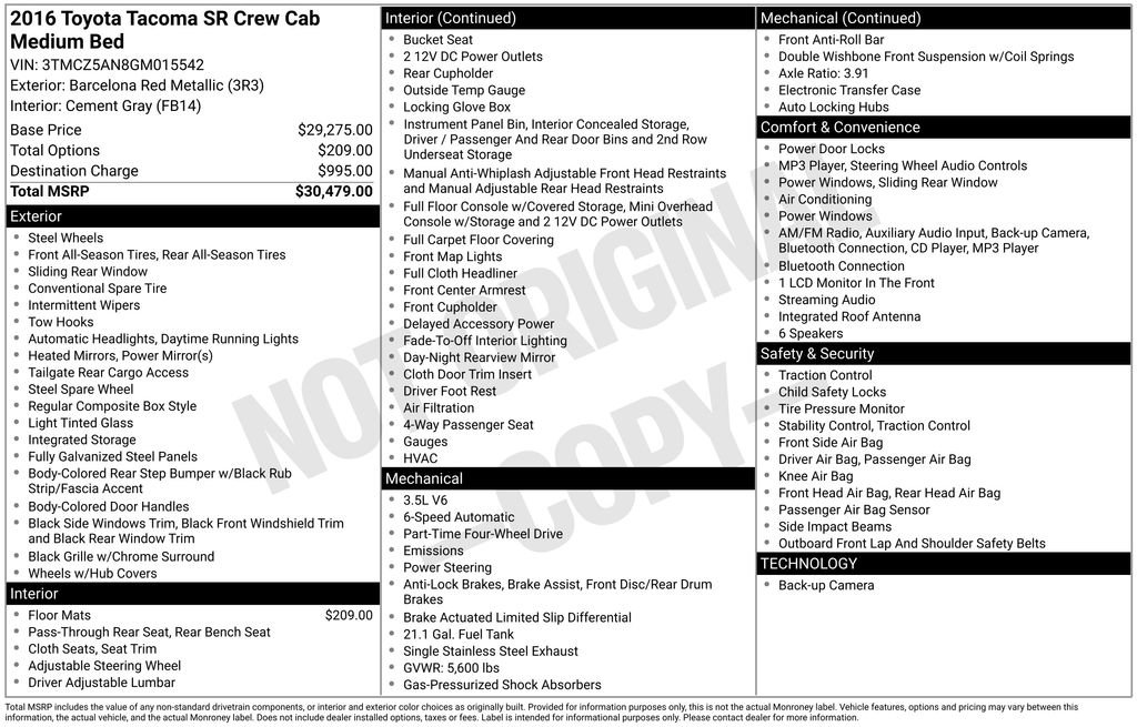 Used 2016 Toyota Tacoma SR image 36