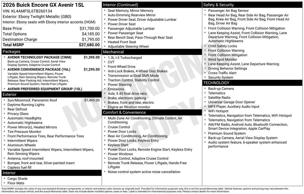 New 2026 Buick Encore GX Avenir w/ Avenir Technology Package FWD image 27