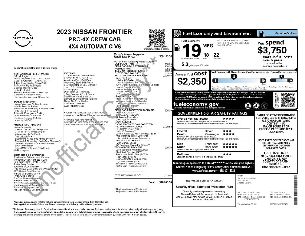 Used 2023 Nissan Frontier PRO-4X w/ Pro-4X Premium Package AWD/4WD image 4