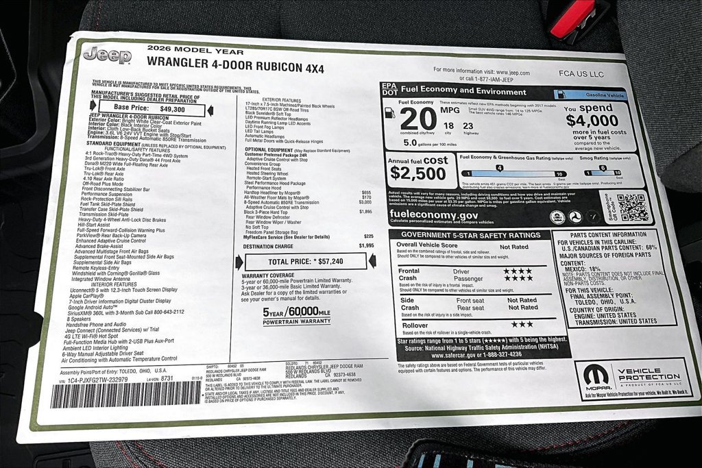 New 2026 Jeep Wrangler Unlimited Rubicon AWD/4WD image 24