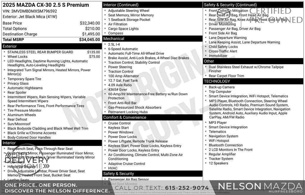Certified 2025 MAZDA CX-30 AWD 2.5 S w/ Premium Package image 2