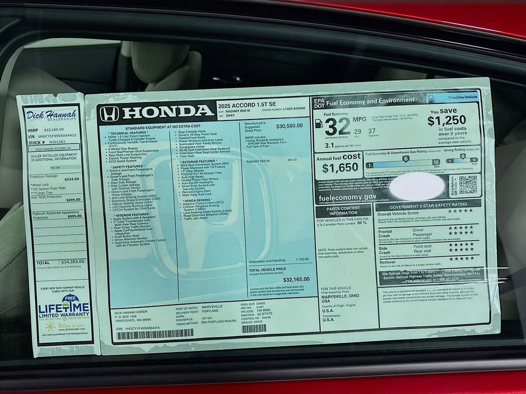 New 2025 Honda Accord SE image 24