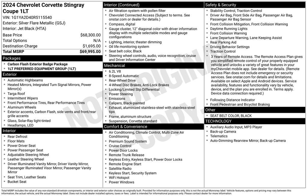 Used 2024 Chevrolet Corvette Stingray Coupe w/ 1LT RWD image 6