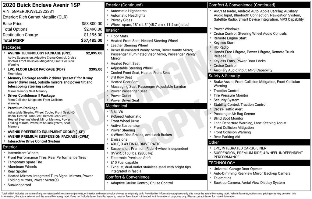 Used 2020 Buick Enclave Avenir w/ Avenir Technology Package image 4