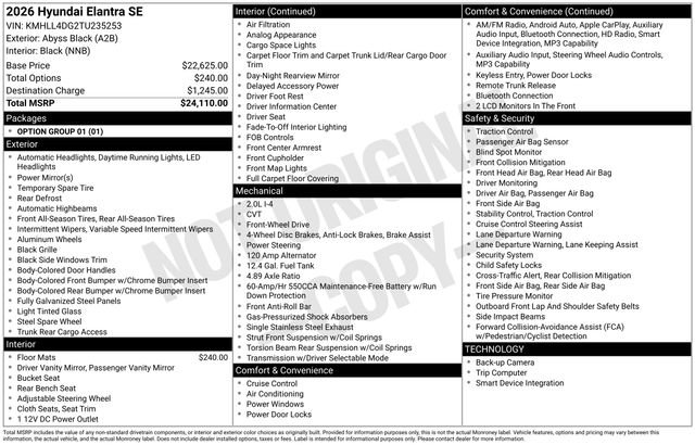 New 2026 Hyundai Elantra SE FWD image 1
