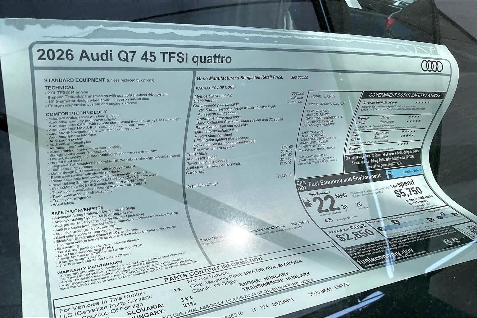 New 2026 Audi Q7 2.0T Premium AWD/4WD image 19