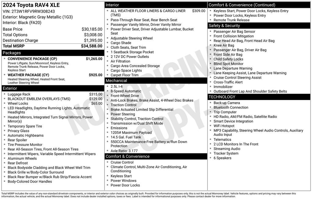 Used 2024 Toyota RAV4 XLE w/ Convenience Package FWD image 3
