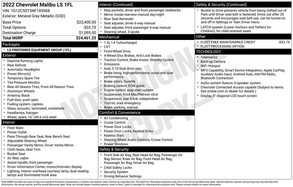 Used 2022 Chevrolet Malibu LS FWD image 21