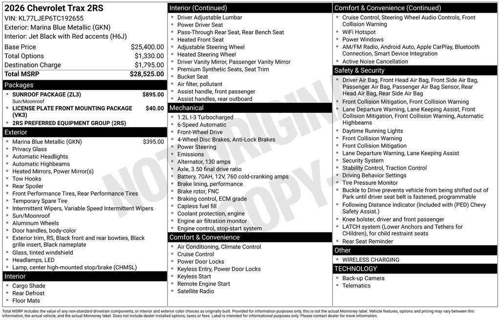 New 2026 Chevrolet Trax RS w/ Sunroof Package FWD image 6
