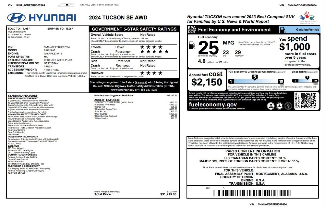 Used 2024 Hyundai Tucson SE AWD/4WD image 5