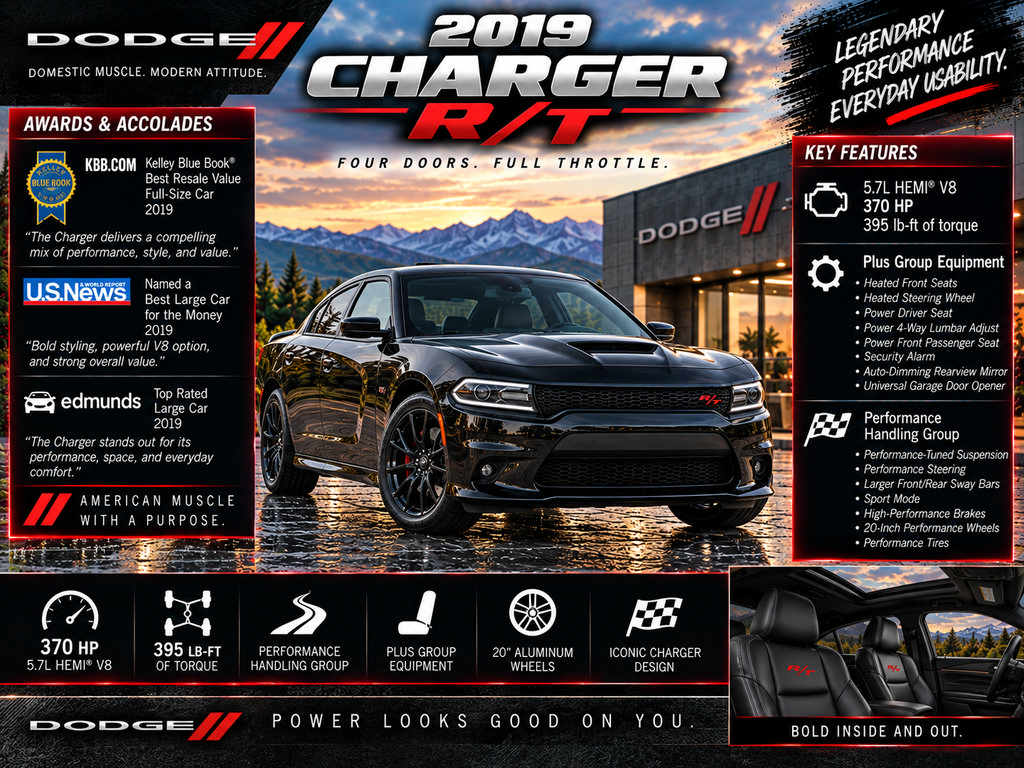 Used 2019 Dodge Charger R/T w/ Plus Group RWD image 2