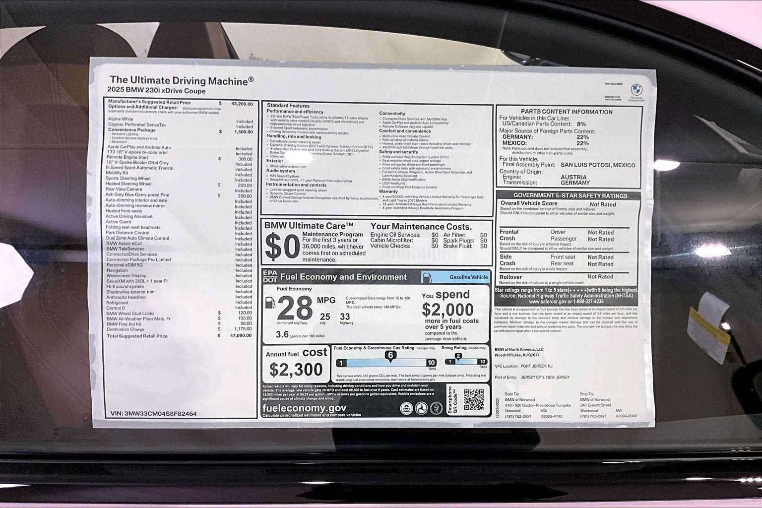 New 2025 BMW 230i xDrive Coupe w/ Convenience Package AWD/4WD image 18