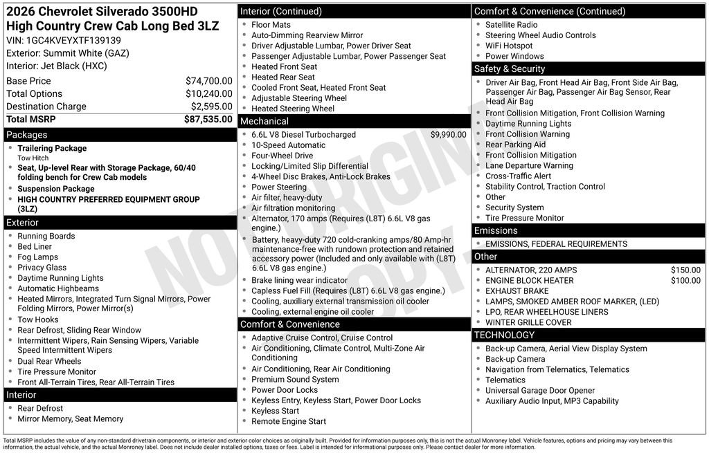 New 2026 Chevrolet Silverado 3500 High Country image 3