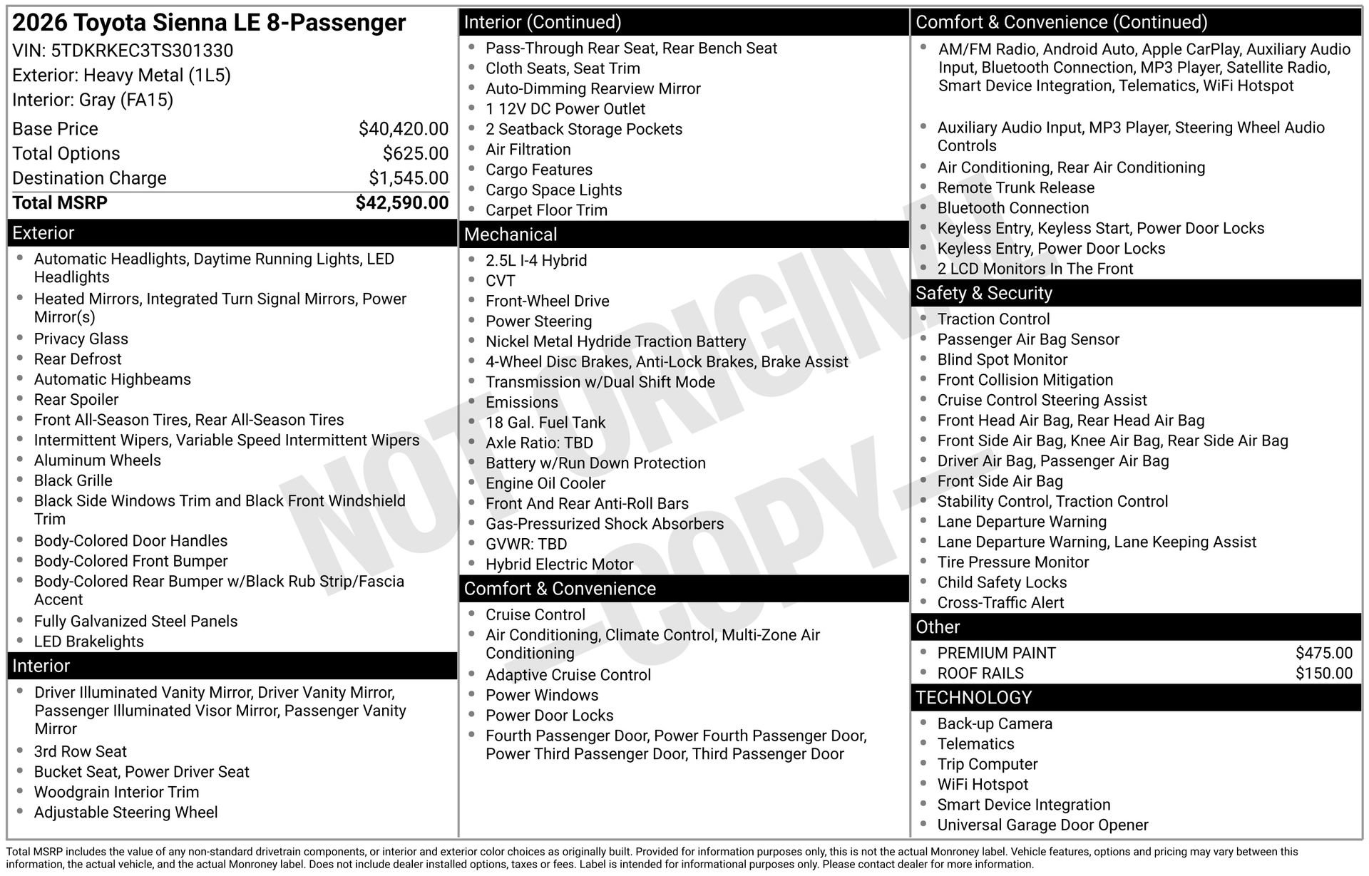Used 2026 Toyota Sienna LE FWD image 20