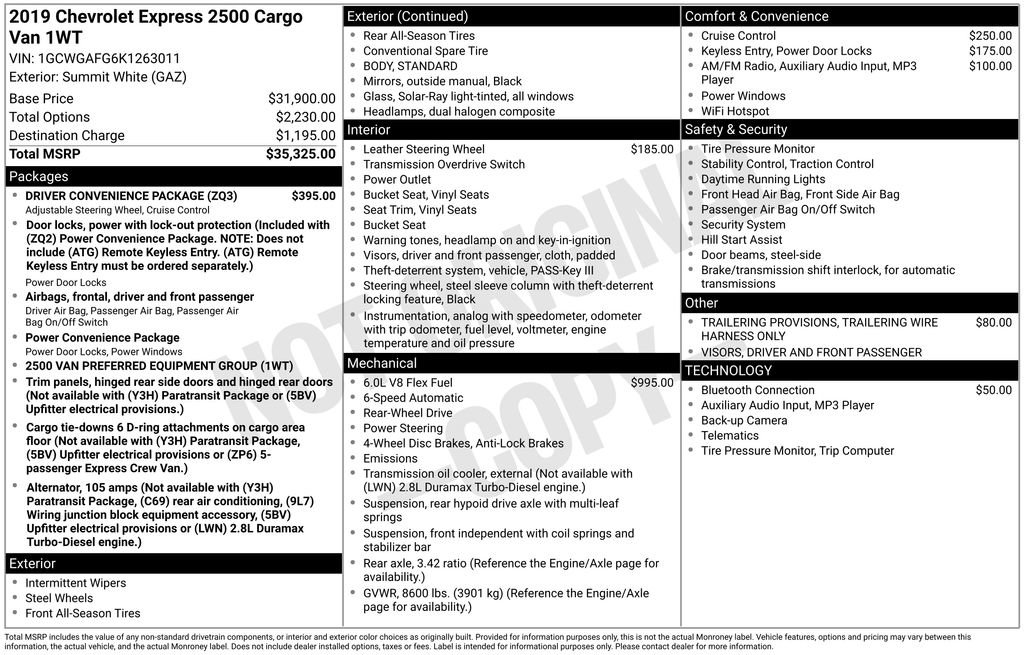 Used 2019 Chevrolet Express 2500 w/ Driver Convenience Package image 17