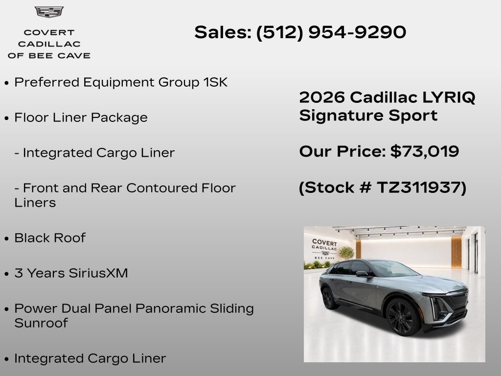New 2026 Cadillac Lyriq Signature Sport w/ LPO, Floor Liner Package RWD image 7