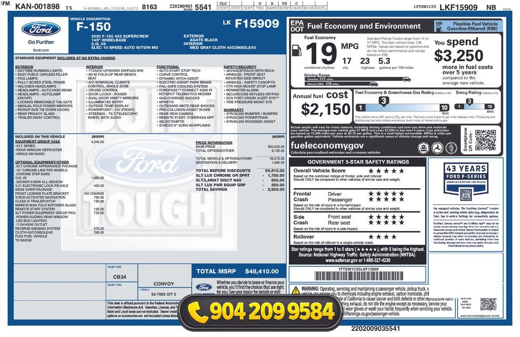 Used 2020 Ford F150 XLT w/ Equipment Group 302A Luxury image 39