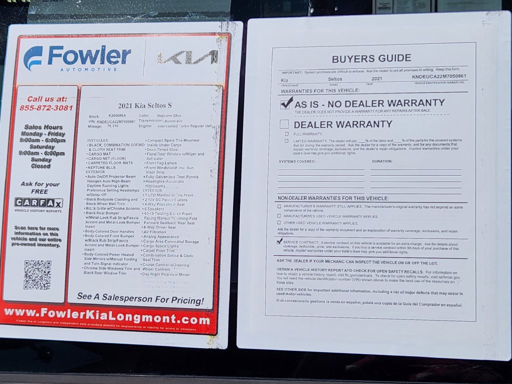 Certified 2021 Kia Seltos S AWD/4WD image 30