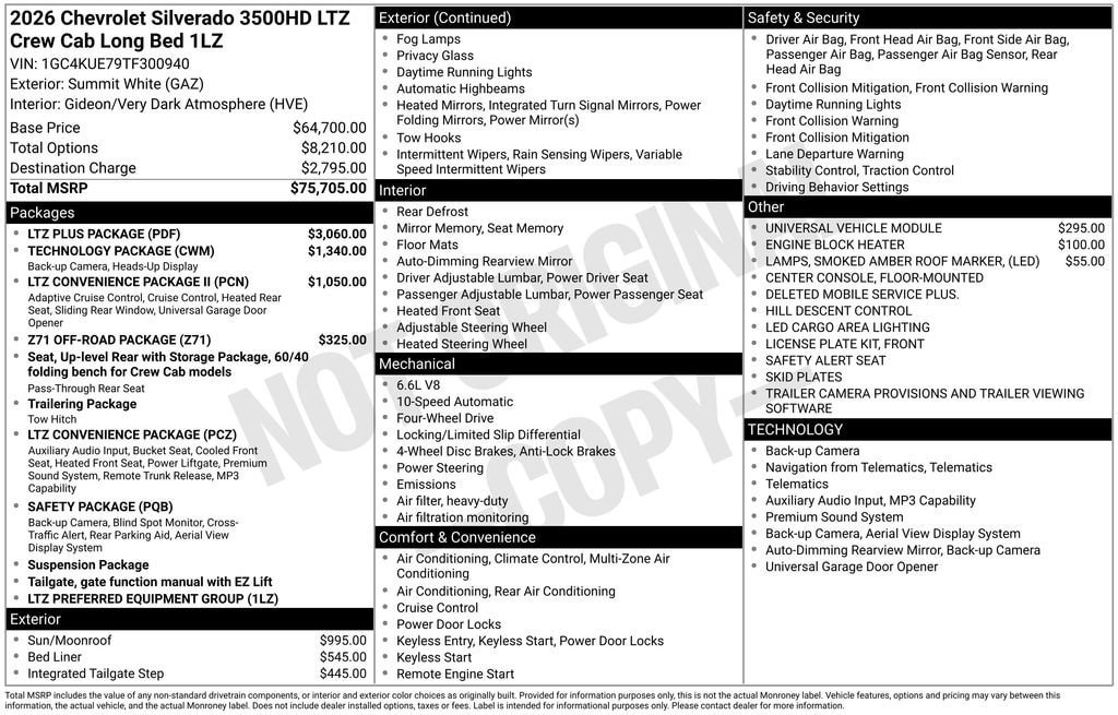 New 2026 Chevrolet Silverado 3500 LTZ w/ LTZ Plus Package AWD/4WD image 26