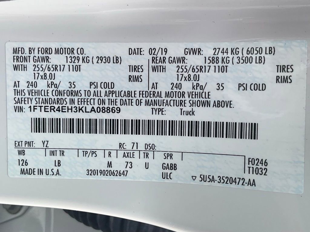 Used 2019 Ford Ranger XLT w/ Equipment Group 301A Mid image 57