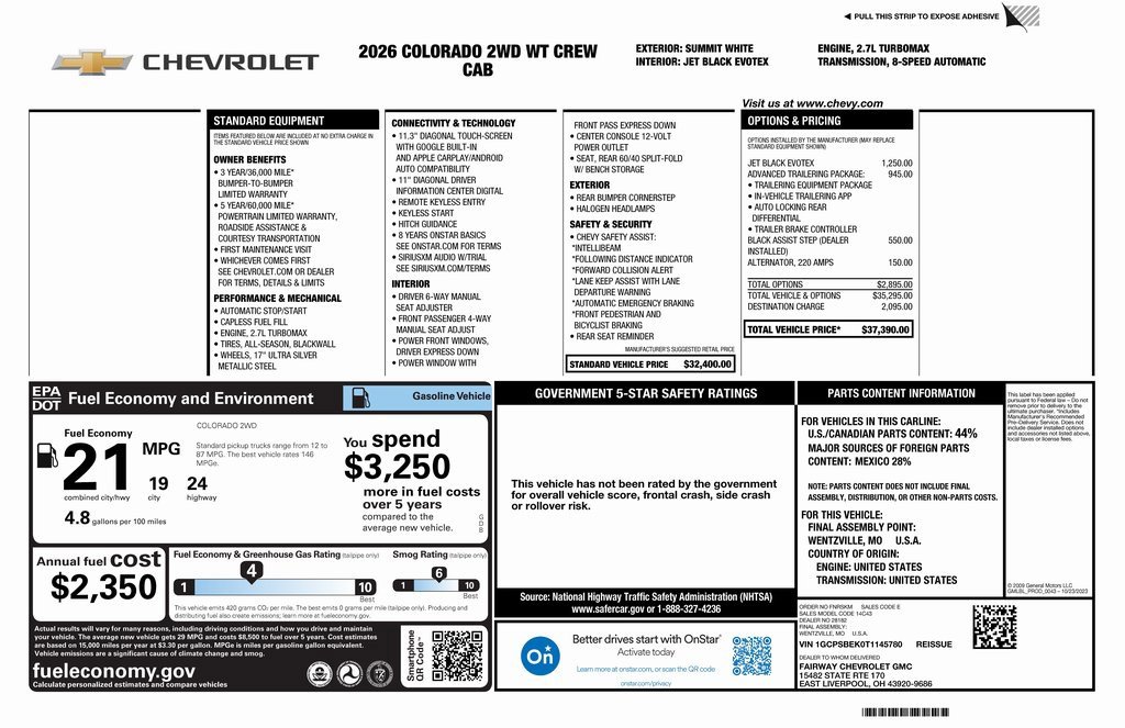 New 2026 Chevrolet Colorado W/T w/ Advanced Trailering Package image 4