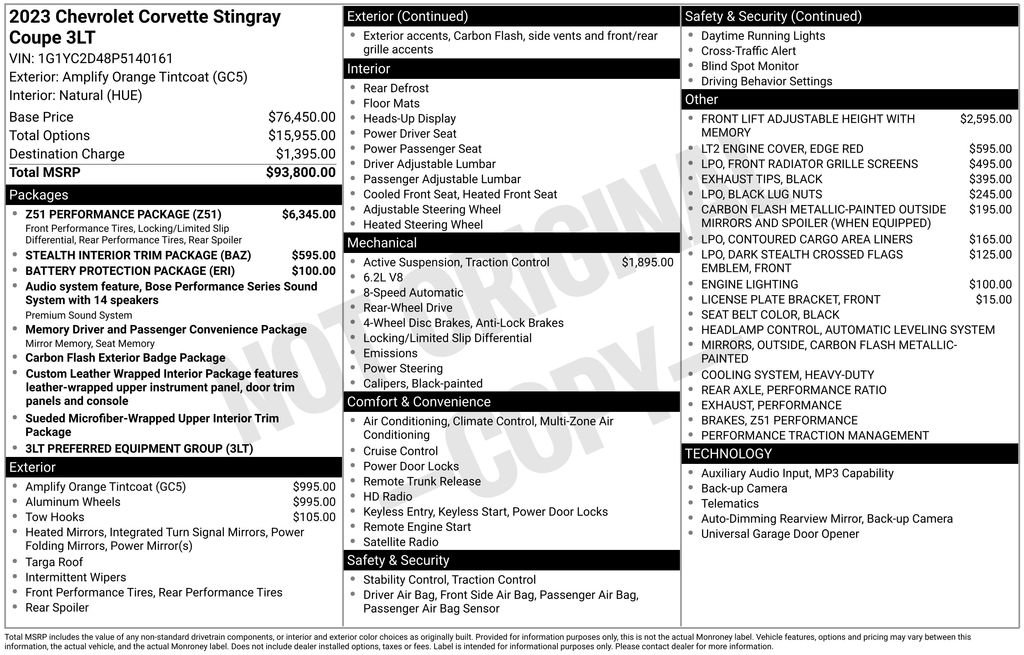Certified 2023 Chevrolet Corvette Stingray Premium Cpe w/ Z51 Performance Package RWD image 30