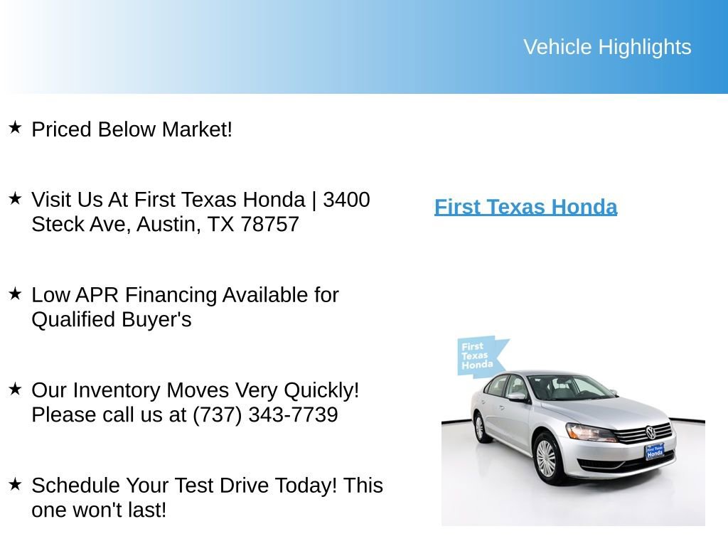 Used 2015 Volkswagen Passat 1.8T S FWD image 9