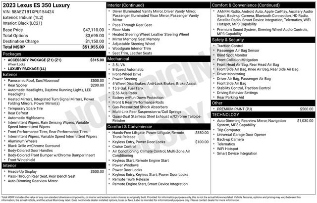Used 2023 Lexus ES 350 w/ Accessory Package (Z1) FWD image 46