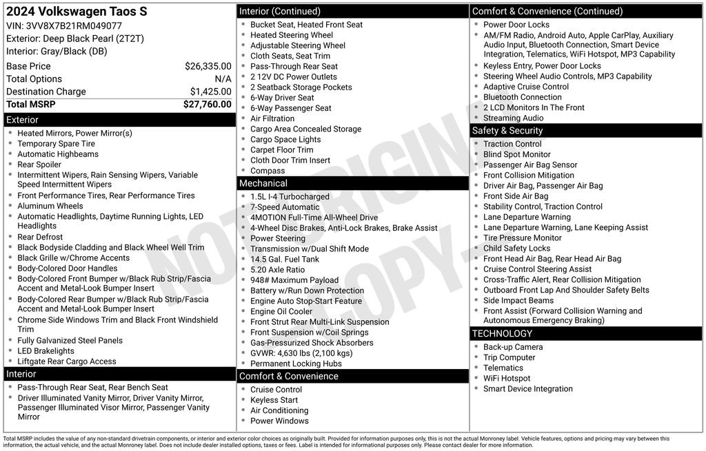 Used 2024 Volkswagen Taos S image 2