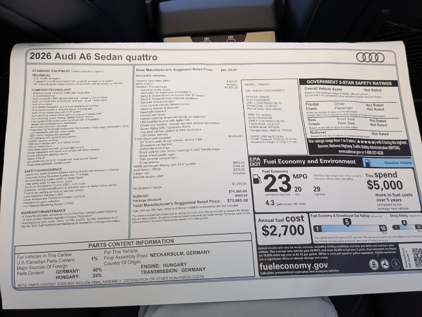 New 2026 Audi A6 Premium Plus AWD/4WD image 18