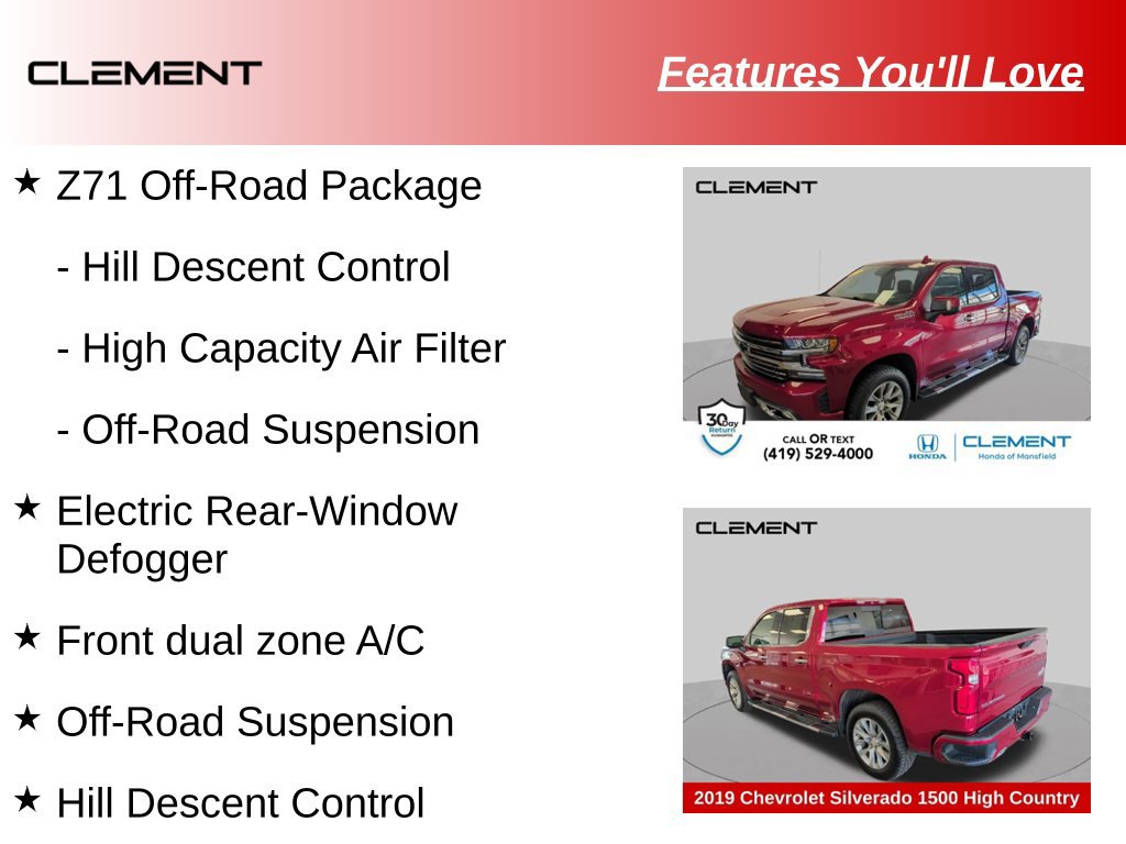 Used 2019 Chevrolet Silverado 1500 High Country w/ Technology Package AWD/4WD image 29