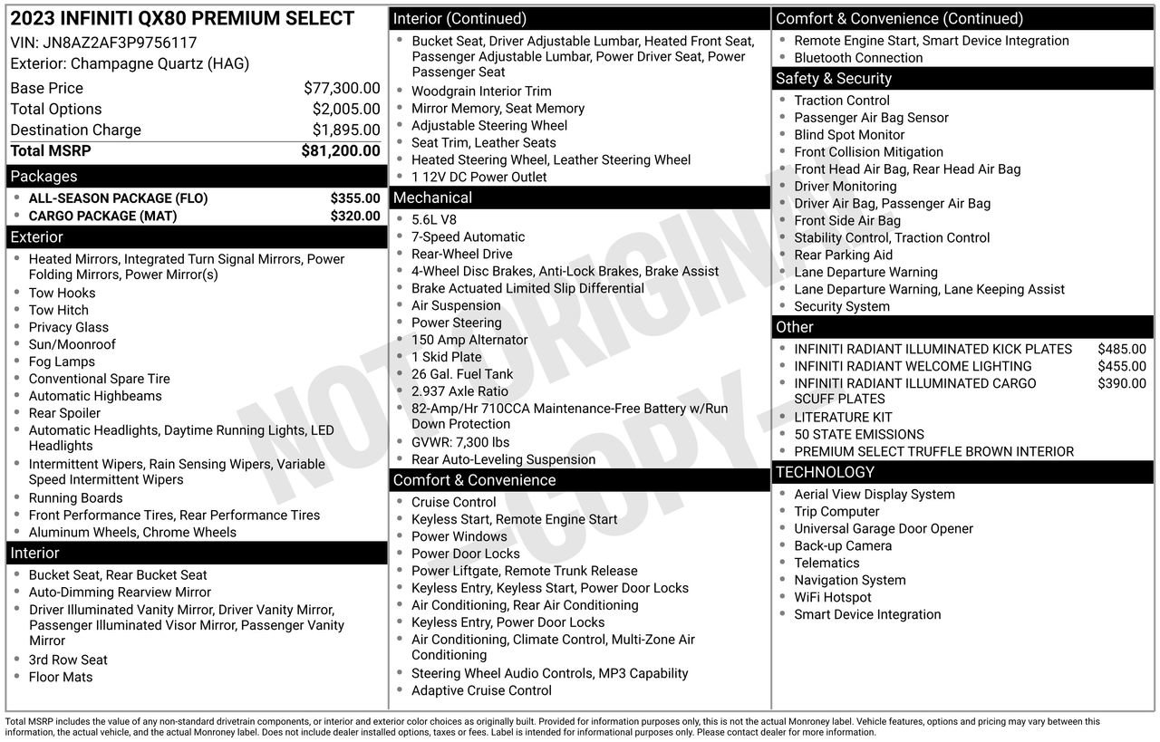 Certified 2023 INFINITI QX80 Premium Select w/ All-Season Package image 36