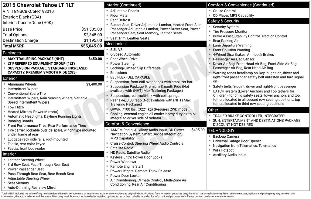 Used 2015 Chevrolet Tahoe LT w/ Max Trailering Package image 5