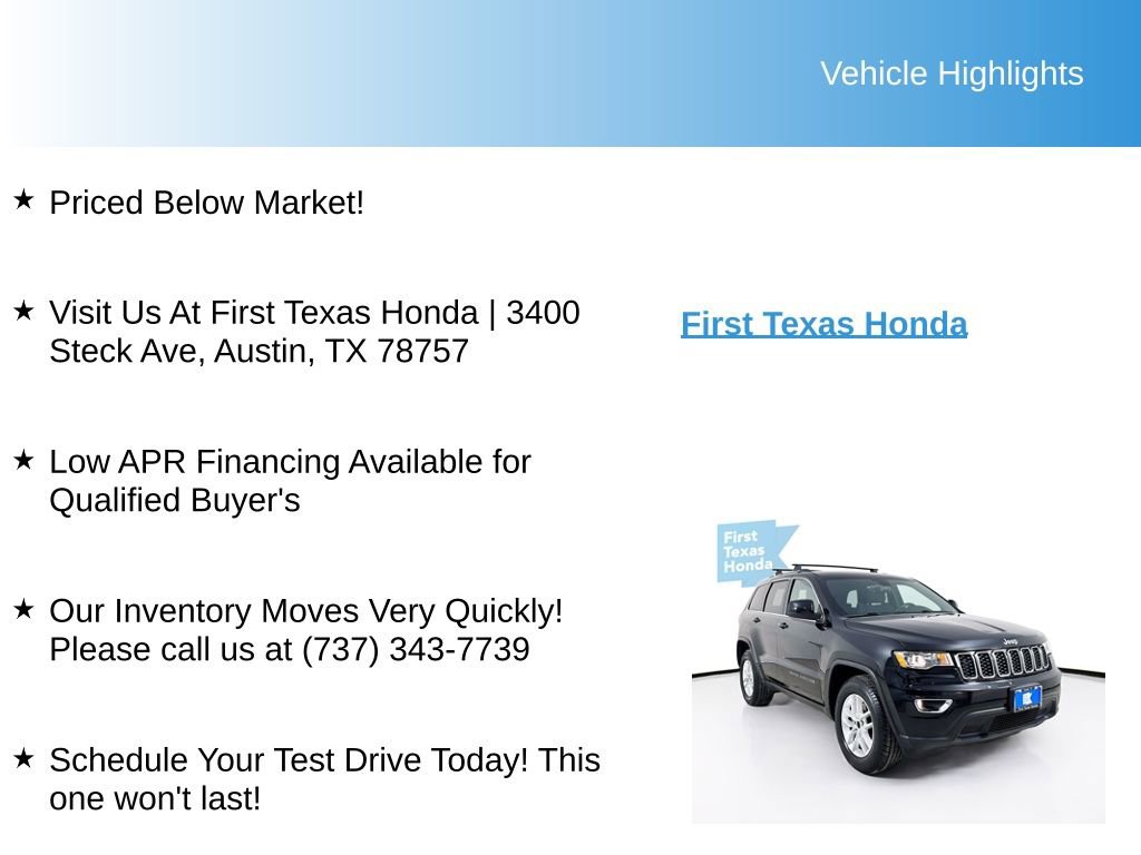 Used 2017 Jeep Grand Cherokee Laredo w/ Quick Order Package 2BE RWD image 10