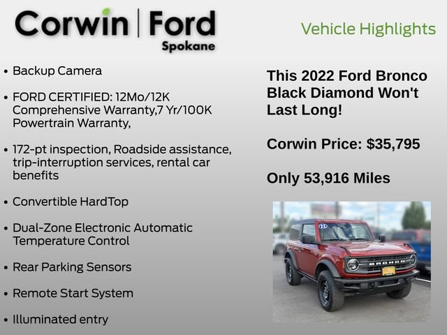 Certified 2022 Ford Bronco Black Diamond AWD/4WD image 7
