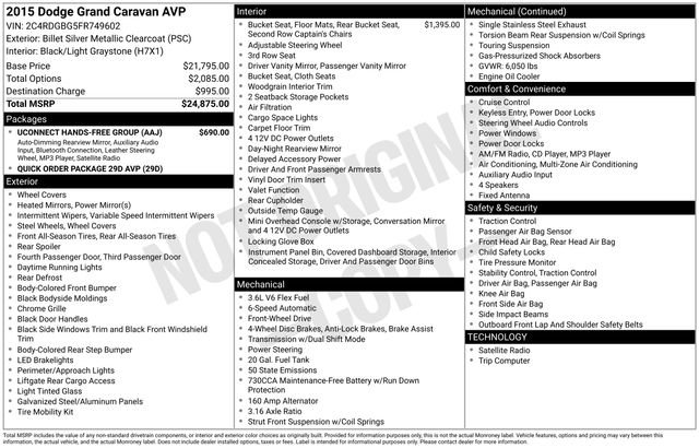 Used 2015 Dodge Grand Caravan American Value Package w/ UConnect Hands-Free Group image 44