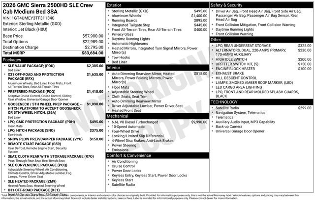 New 2026 GMC Sierra 2500 SLE w/ SLE Value Package; AWD/4WD image 26