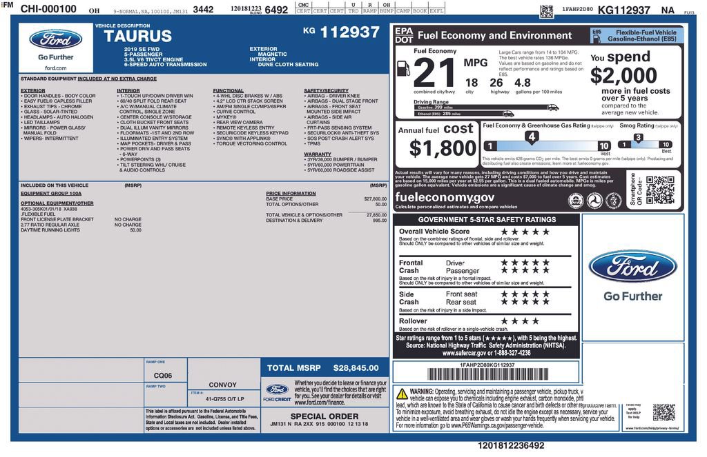 Used 2019 Ford Taurus SE FWD image 4