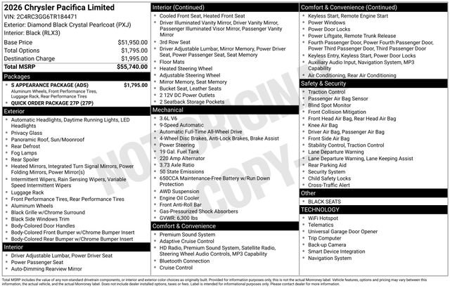 New 2026 Chrysler Pacifica Limited w/ S Appearance Package image 17