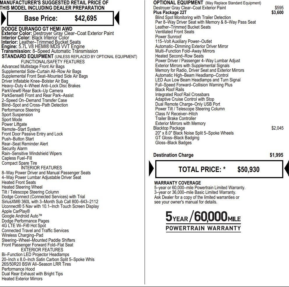 New 2026 Dodge Durango GT image 2